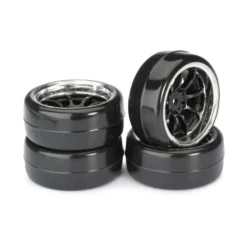 Absima Komplettrad Drift LP 9-Speichen / Profil B schwarz/chrom 1:10 (4)