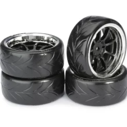Absima Komplettrad Drift LP 9-Speichen / Profil A schwarz/chrom 1:10 (4)