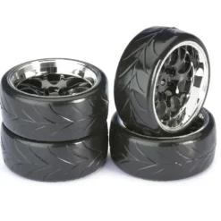 Absima Komplettrad Drift LP Wabe / Profil A schwarz/chrom 1:10 (4)