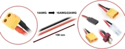 Absima Multi-Ladekabel XT60 auf XT60/XT90/T-Plug/Tamiya/FUT/JR 300mm