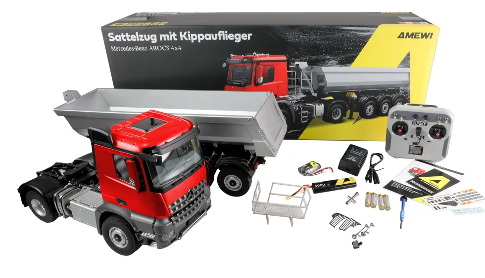Amewi Mercedes-Benz Arocs Sattelzug mit Kippauflieger 4x4 1:14 RTR rot