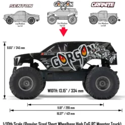 Arrma Gorgon 4X2 Mega 550 Brushed Monster Truck Kit 1:10 Gunmetal