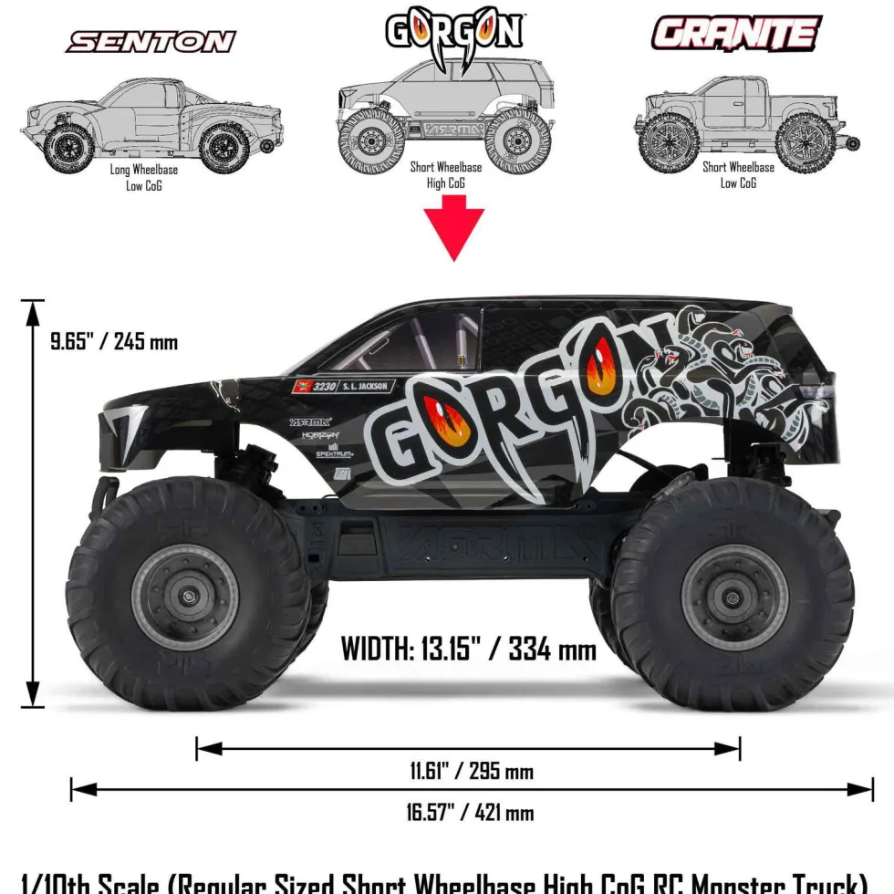 Arrma Gorgon 4X2 Mega 550 Brushed Monster Truck Kit 1:10 Gunmetal