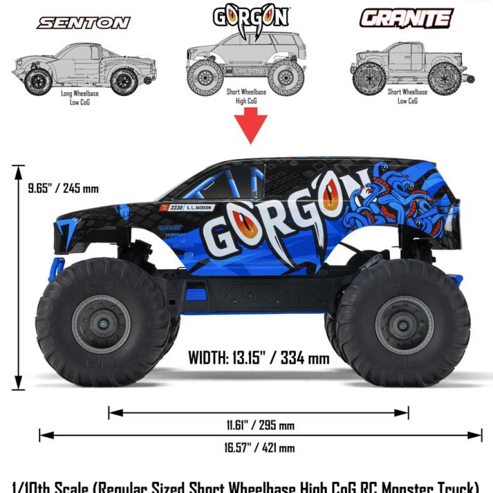 Arrma Gorgon 4X2 Mega 550 Brushed Monster Truck RTR 1:10 Blue