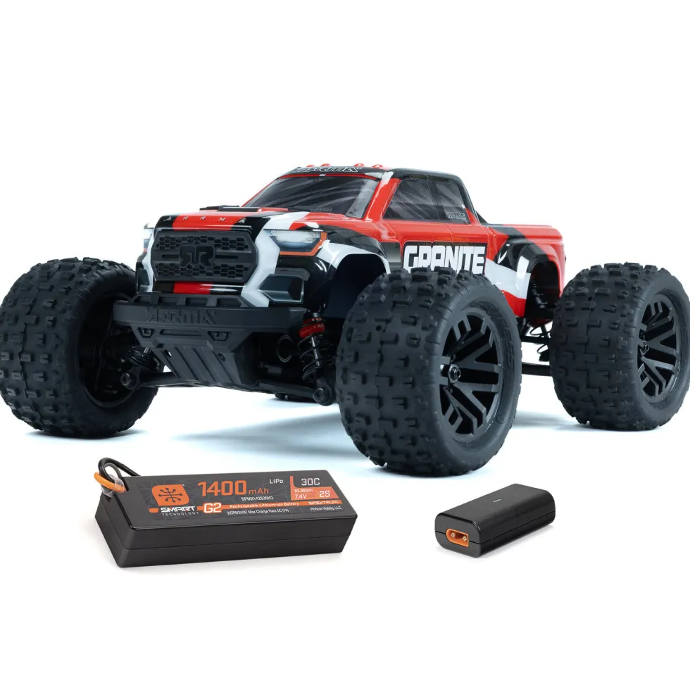 Arrma Granite Grom Mega 380 Brushed 4X4 Monster Truck RTR 1:18 (mit Akku + Lader) rot/weiß