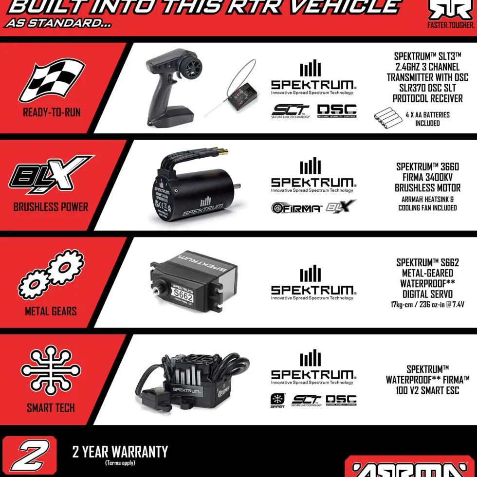 Arrma Infraction 223S DSC 4X4 RTR 1:8 Brushless All-Road Street Bash Truck Blue/Red
