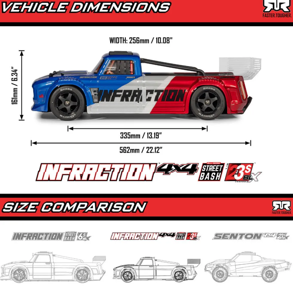 Arrma Infraction 223S DSC 4X4 RTR Brushless All-Road Street Bash Truck 1:8 Teal/Pink