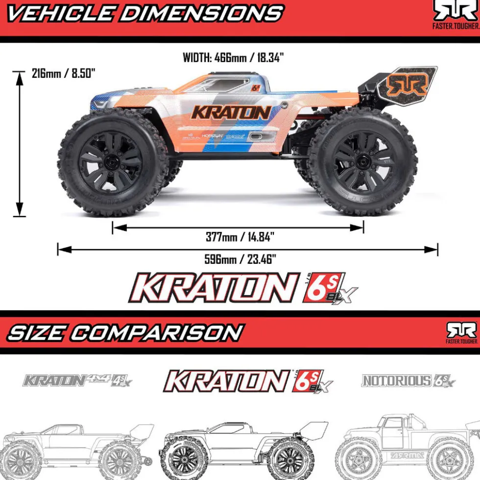 Arrma Kraton 6S 4x4 Brushless Speed Truck RTR 1:8 Blau/Pink