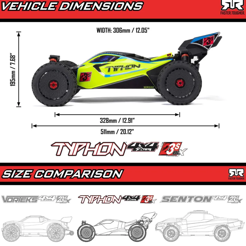 Arrma Typhon 4x4 223S BLX Brushless Buggy RTR 1:8 Red/Blue