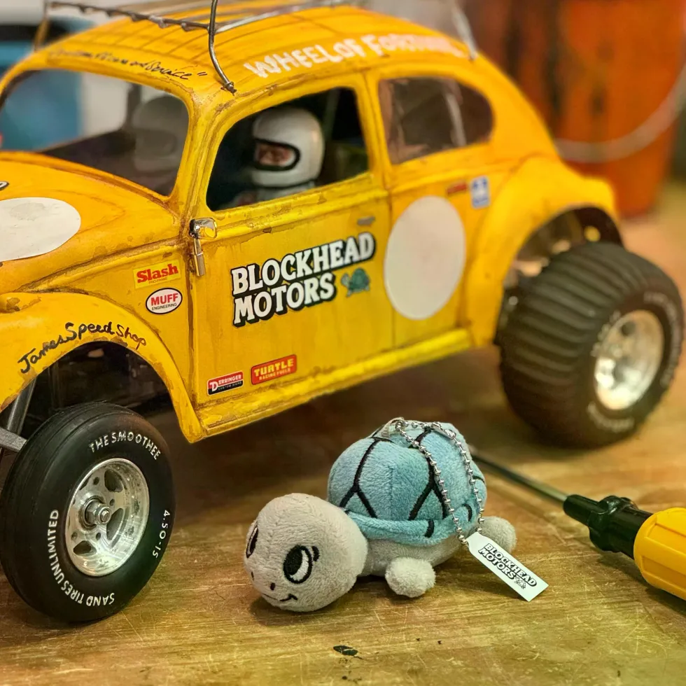 Blockhead Motors Turtle stuffed Keychain