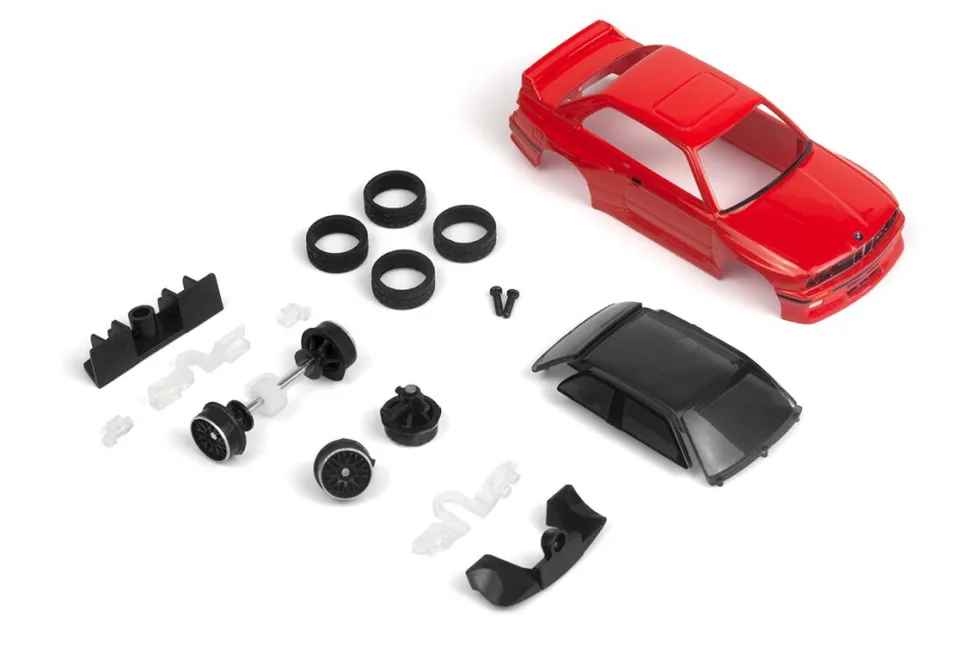HPI Racing 160996 nano-TTR Karosserie-Satz BMW M3 E30 1989 Ravaglia Rot (lackiert)