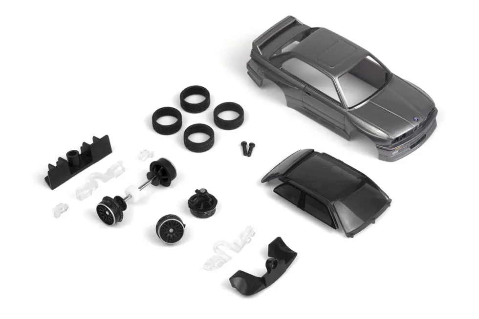 HPI Racing 160997 nano-TTR Karosserie-Satz BMW M3 E30 1989 Ravaglia Dark-Silver (lackiert)