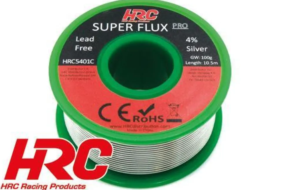 HRC Lötzinn ohne Blei - Super Flux Pro 4% Silver 10.5m (G.W. 100g)