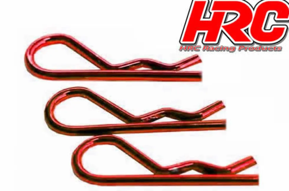HRC Racing Karosserieklammern kurz kleiner Kopf Rot (10) 1:8