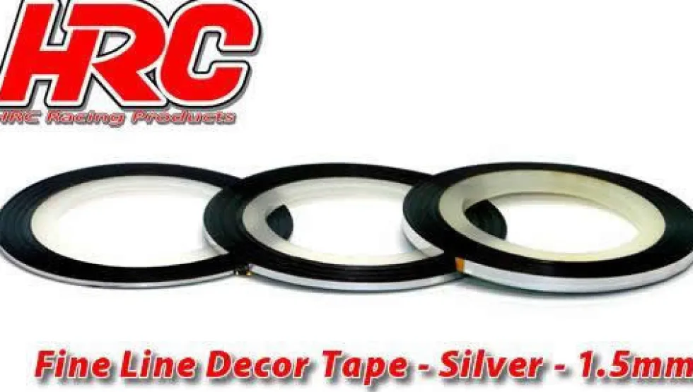 HRC Racing Zierband / Zierstreifen / Bodylines 1.5mm silberfarbend (15m)