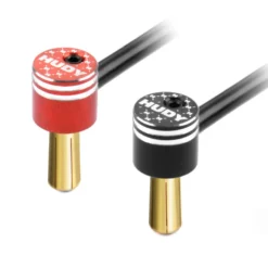 Hudy Alu Bullet-Plug schwarz & rot 5mm (2)