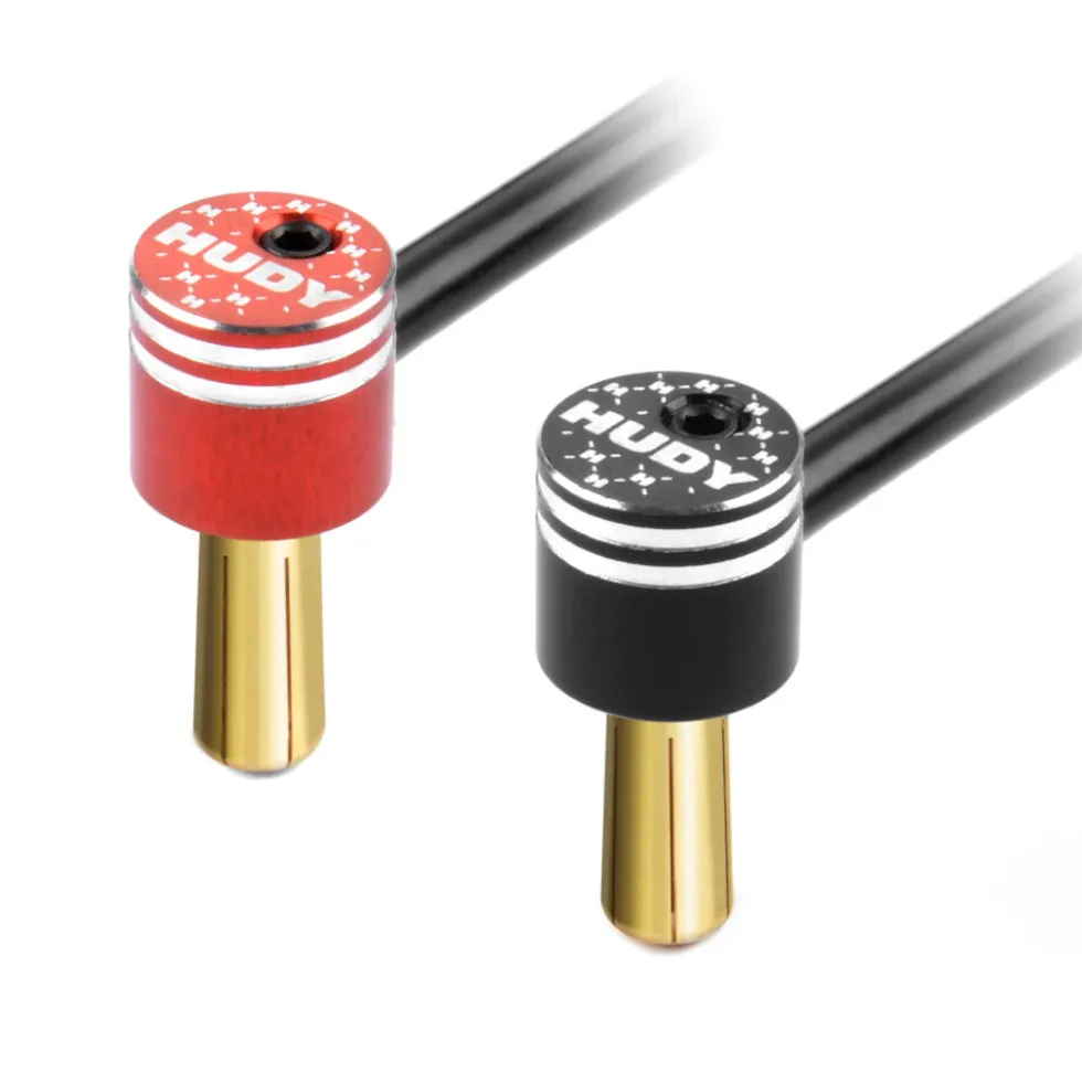 Hudy Alu Bullet-Plug schwarz & rot 5mm (2)