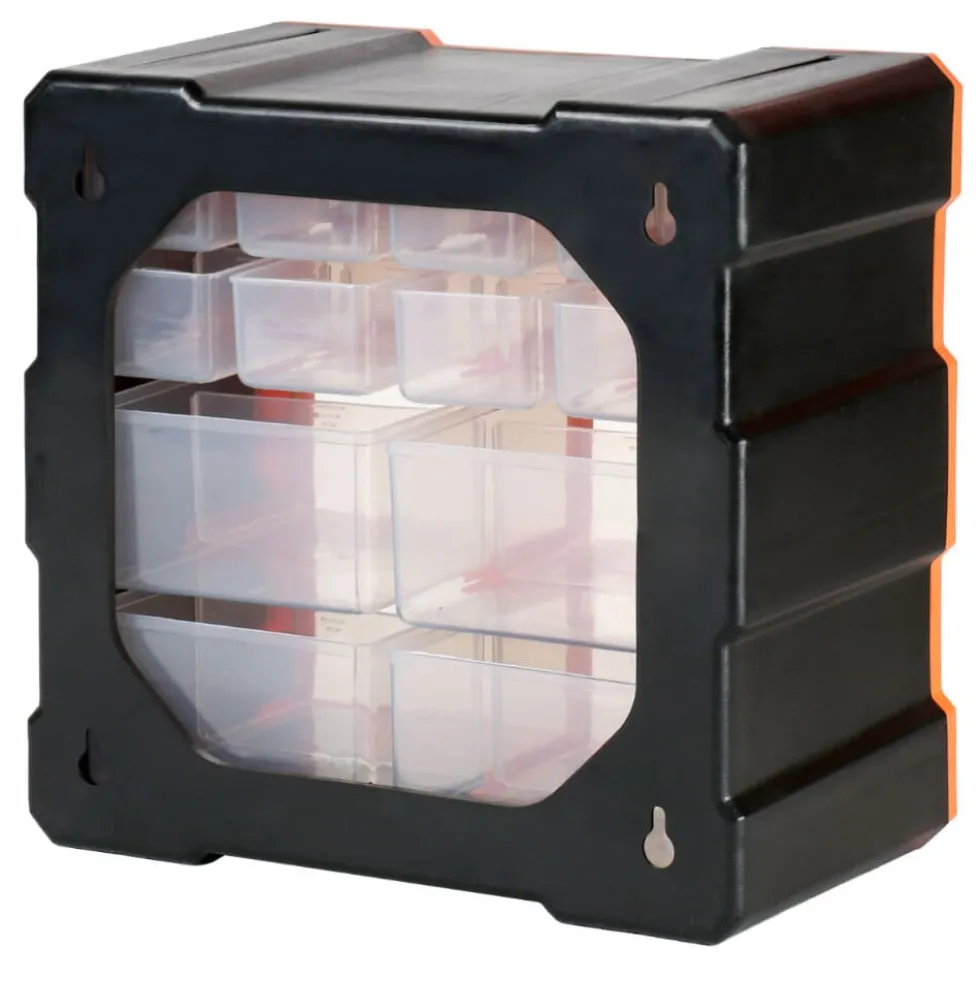 Robitronic Kleinteilemagazin orange/schwarz mit 12 Schubladen
