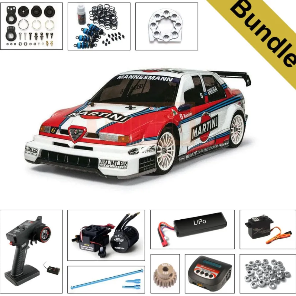 Tamiya 58606 Alfa Romeo 155 V6 TI Martini (TT-02) BUNDLE "Gold"