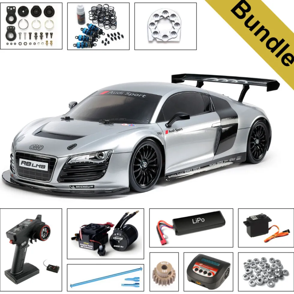 Tamiya 58749 Audi R8 LMS 2008 (TT-02) BUNDLE "Gold"