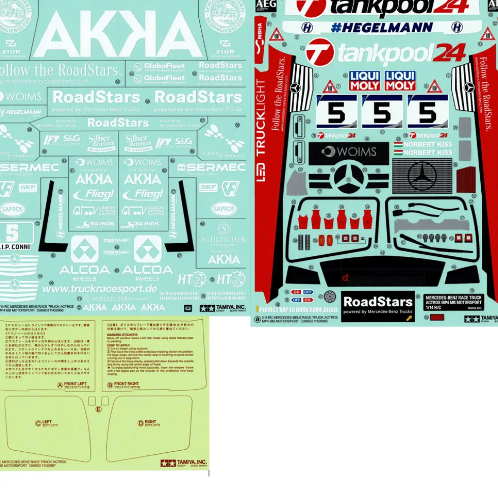 Tamiya 19495997 Aufkleber / Sticker MB Actros Racetruck MP4