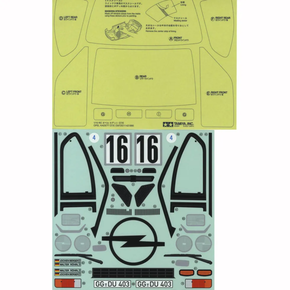Tamiya 19490126 Aufkleber/Sticker Opel Kadett GT/E