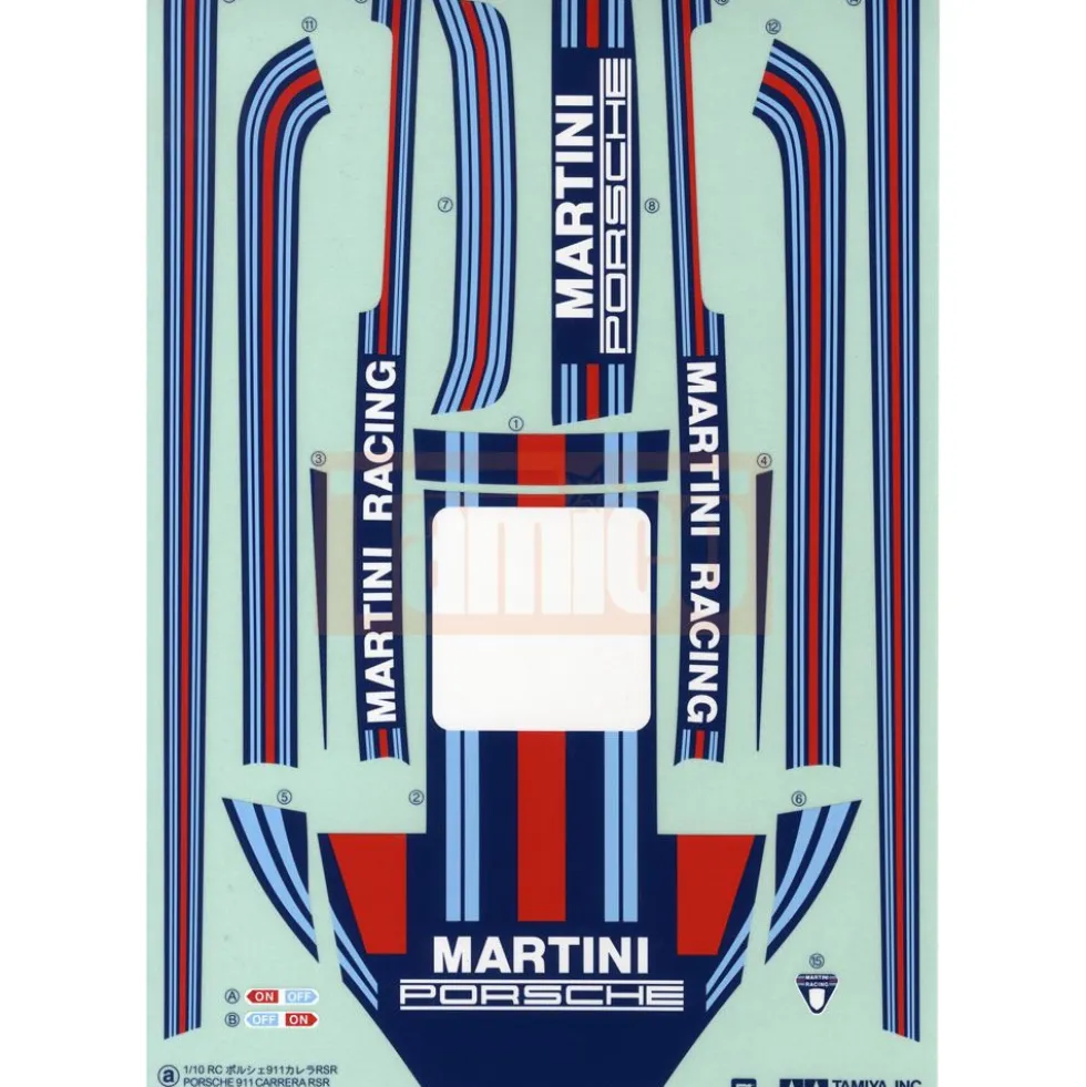 Tamiya 19495802 Aufkleber / Sticker Porsche 911 Carrera RSR Martini