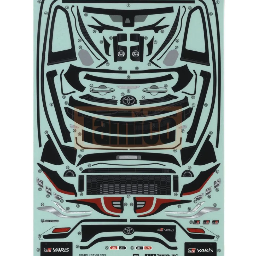 Tamiya 19490020 Aufkleber / Sticker Toyota Yaris GR M-Chassis