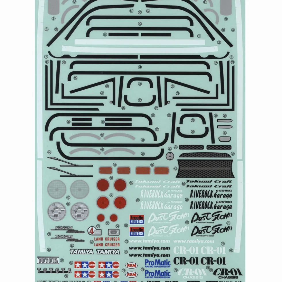 Tamiya 19490077 Aufkleber / Sticker Toyota LandCruiser 40