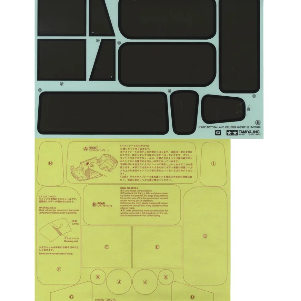 Tamiya 19490077 Aufkleber / Sticker Toyota LandCruiser 40