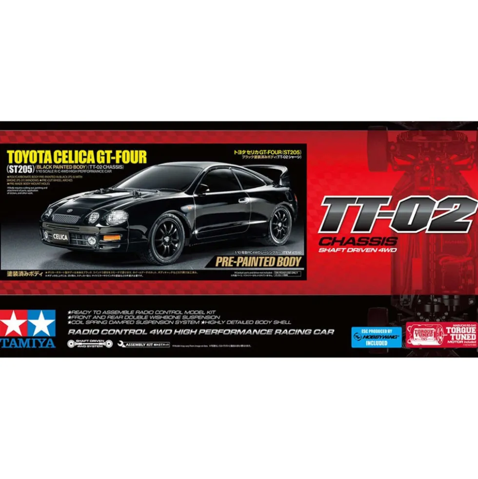 Tamiya 47510 Celica GT-Four ST205 1:10 (TT-02) Bausatz (schwarz vorlackiert)