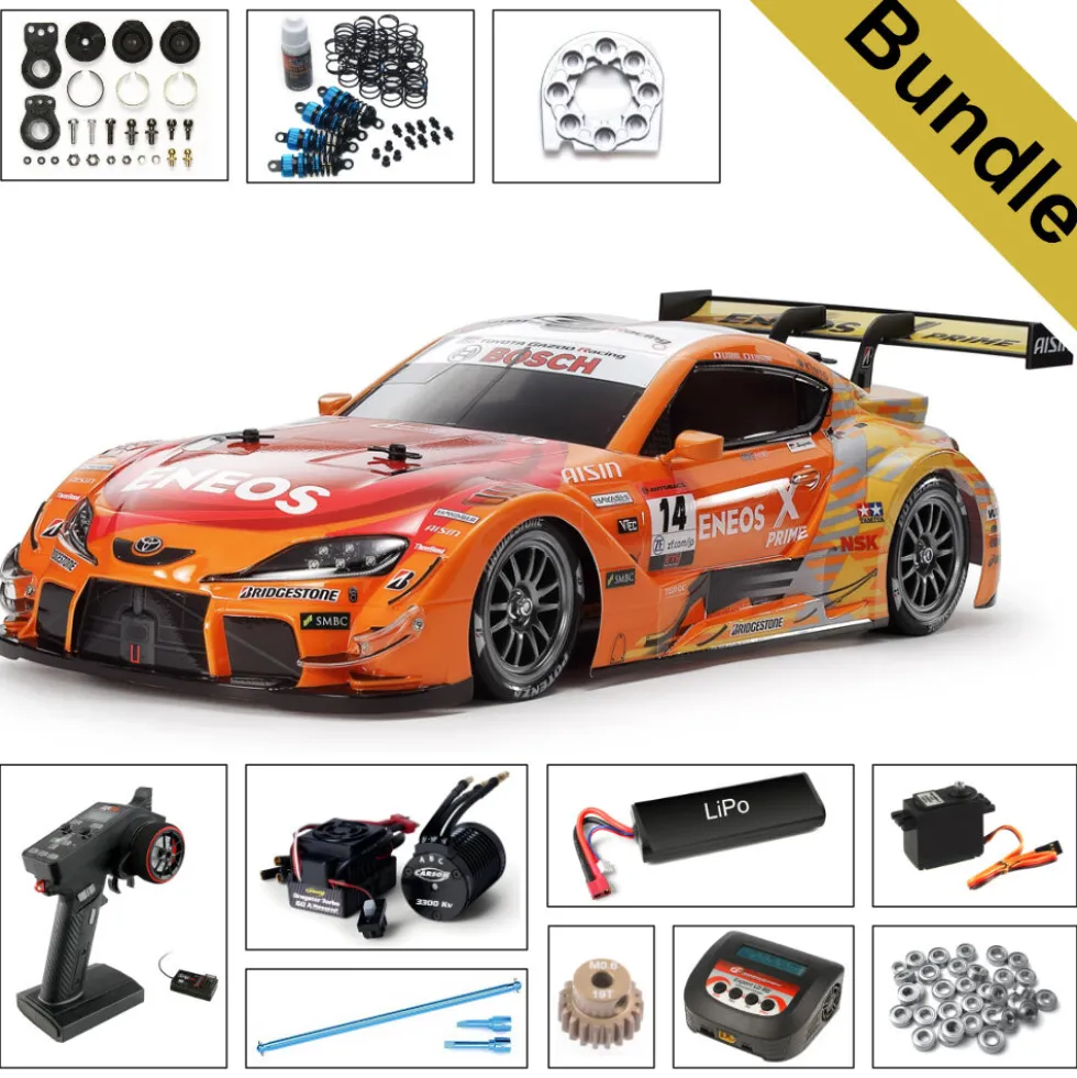 Tamiya 47514 ENEOS X Prime GR Supra (TT-02) BUNDLE "Gold"