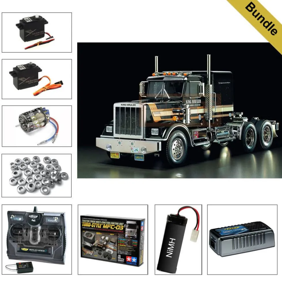 Tamiya 56336 King Hauler (schwarz vorlackiert) BUNDLE "Gold"