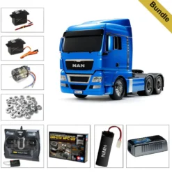 Tamiya 56370 MAN TGX 26.540 3-Achser (Hellblau vorlackiert) BUNDLE "Gold"