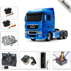 Tamiya 56370 MAN TGX 26.540 3-Achser (Hellblau vorlackiert) BUNDLE "Silber"
