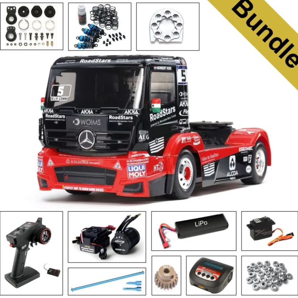 Tamiya 58683 M-B Race Truck Actros MP4 TT-01E BUNDLE "Gold"