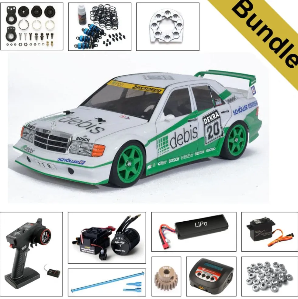 Tamiya 58656 Mercedes-Benz 190E Debis Zakspeed TT-01E BUNDLE "Gold"