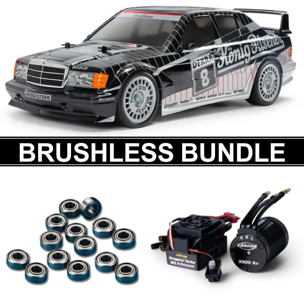 Tamiya 47525 Mercedes-Benz 190E Evo.II 1991 vorlackiert (TT-02) BRUSHLESS-BUNDLE