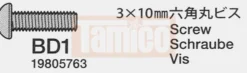 Tamiya Rundkopf-Schraube 3x10mm (10 Stk.) #9805763