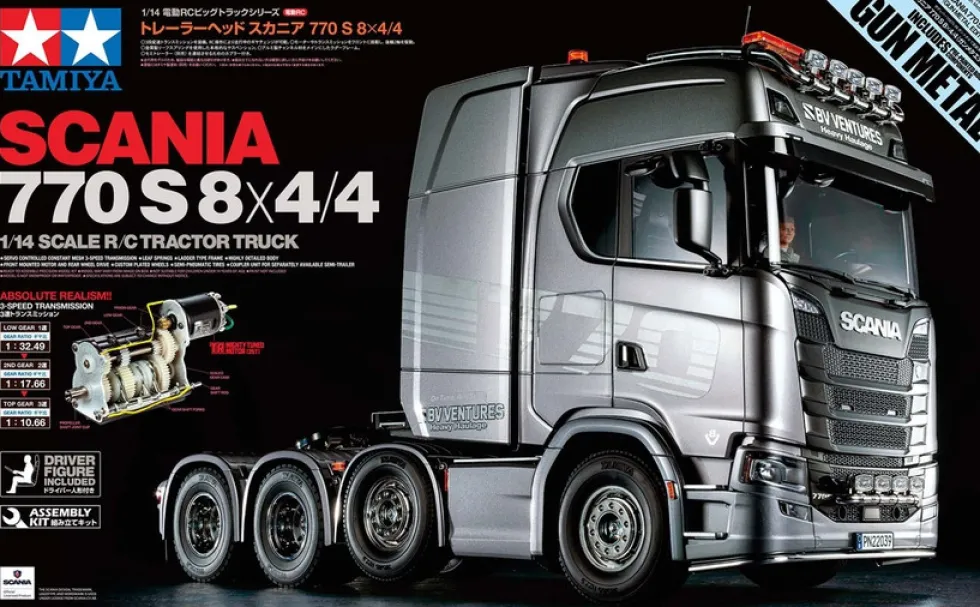 Tamiya 56376 Scania 8x4/4 Gun Metal (vorlackiert) Bausatz
