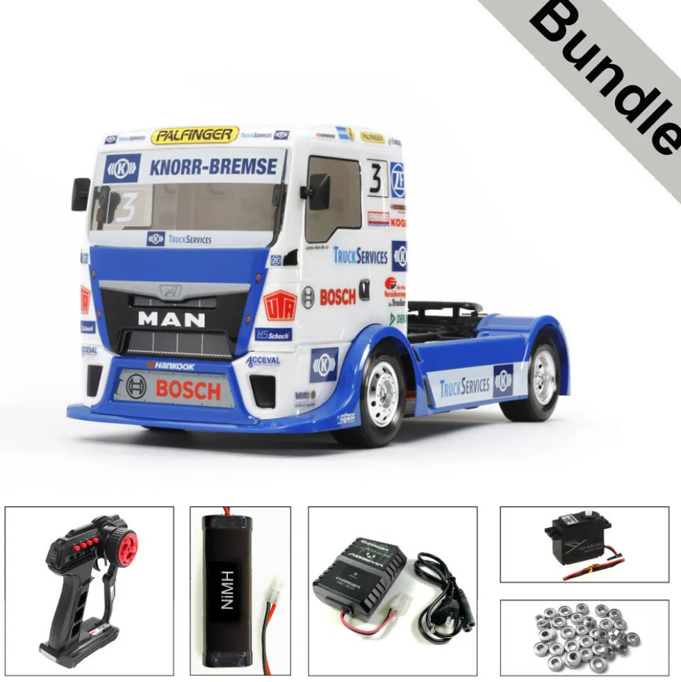 Tamiya 58632 Team Hahn Racing MAN TGS (TT-01E) BUNDLE "Silber"