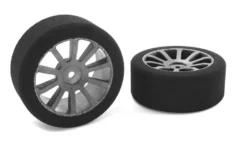 Team Corally - Attack Moosgummi Reifen - 1/10 GP Toerenwagen - 40 shore - 26mm Vorder - Carbon Felgen - 2 Sts