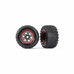 Traxxas 8972R Komplettrad MT auf Felge schwarz/rot Maxx (2)