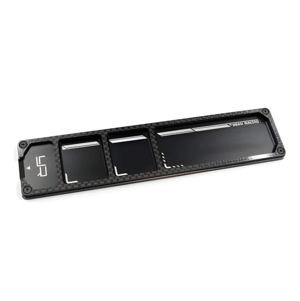 Yeah Racing Alu & Carbon Screw Tray 18x4,2x0,6cm Schwarz
